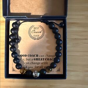 Coach Black Bracelet with Gold and Silver Beads